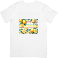 Thumbnail for Lemon Stripe Pattern T-Shirt | Watercolor Citrus Graphic Tee | Summer Fruit Lover Gift