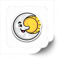 Thumbnail for Cute Moon And Sun Eclipse Sticker | Smiling Cartoon Celestial Vinyl Decal