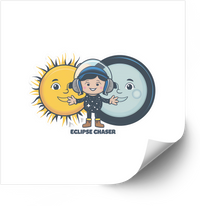 Thumbnail for Eclipse Chaser Astronaut Sticker | Bold Patriotic Solar Eclipse Cartoon Vinyl Decal | Science Pride