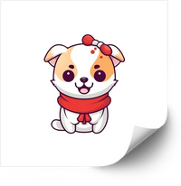 Thumbnail for Cute Kawaii Puppy Christmas Sticker | Festive Bow Scarf Dog Vinyl Decal