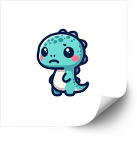 Thumbnail for Kawaii Sad Dino Sticker | Bold Patriotic Funny Baby Dinosaur Vinyl Decal | American Fun Decal