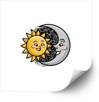 Thumbnail for Happy Sun and Moon Sticker | Bold Patriotic Kawaii Celestial Vinyl Decal | American Sky Pride Decal