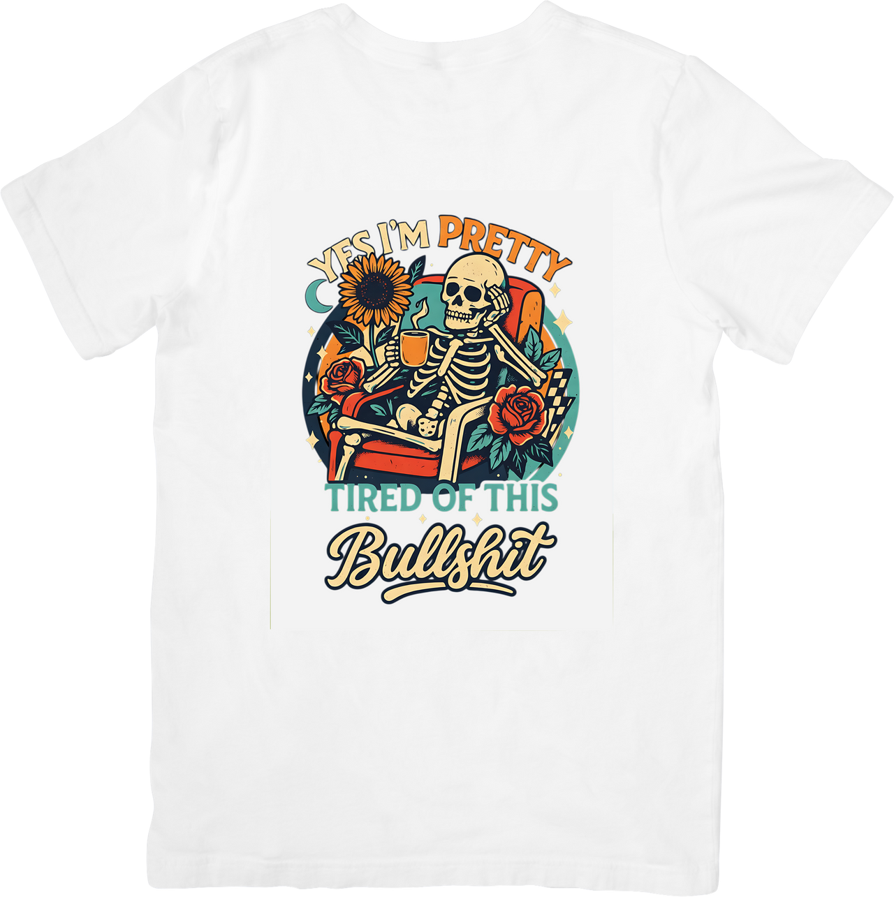 Pretty Tired of This Skeleton T-Shirt | Bold Patriotic Retro Funny Graphic Tee | Freedom Humor Gift