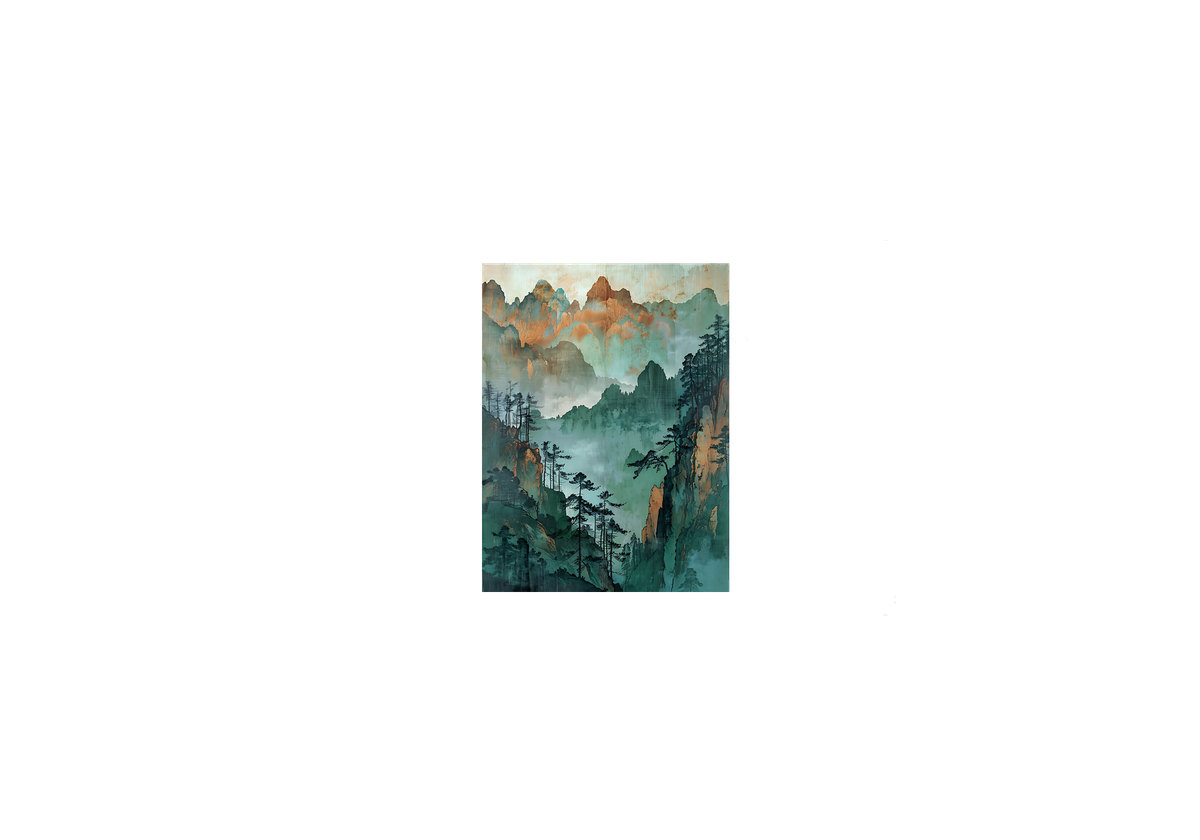 Misty Mountain Forest Throw Pillow | Asian Ink Landscape Decorative Pillow | Zen Home Gift