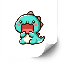 Thumbnail for Yawning Kawaii Dinosaur Sticker | Cute Open Mouth Dino Vinyl Decal