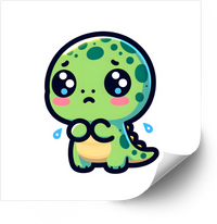 Thumbnail for Anxious Kawaii Dinosaur Sticker | Cute Nervous Green Dino Vinyl Decal