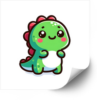 Thumbnail for Happy Baby Dinosaur Sticker | Bold Patriotic Kawaii Green Dino Vinyl Decal | USA Fun Decal