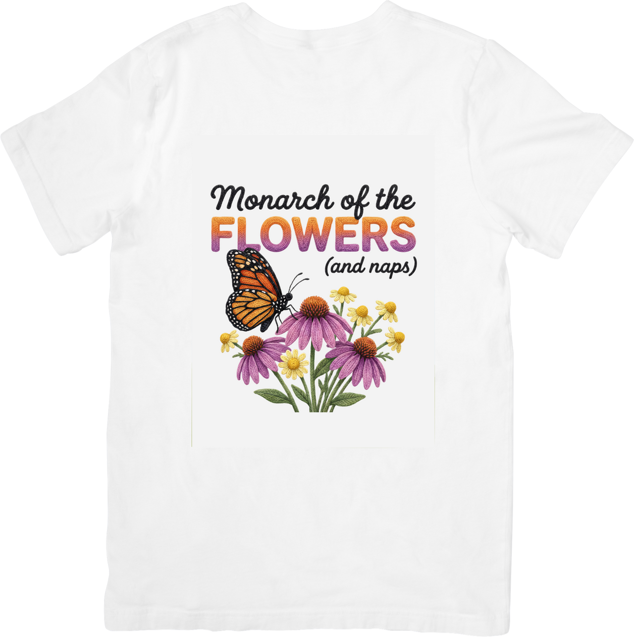Monarch Butterfly Naps T-Shirt | Bold Patriotic Floral Nature Graphic Tee | Plant Lover Gift