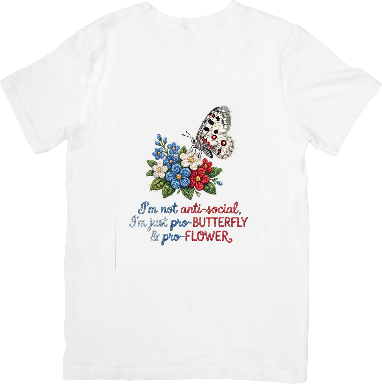 Pro Butterfly Pro Flower T-Shirt | Bold Patriotic Floral Nature Graphic Tee | Garden Lover Gift