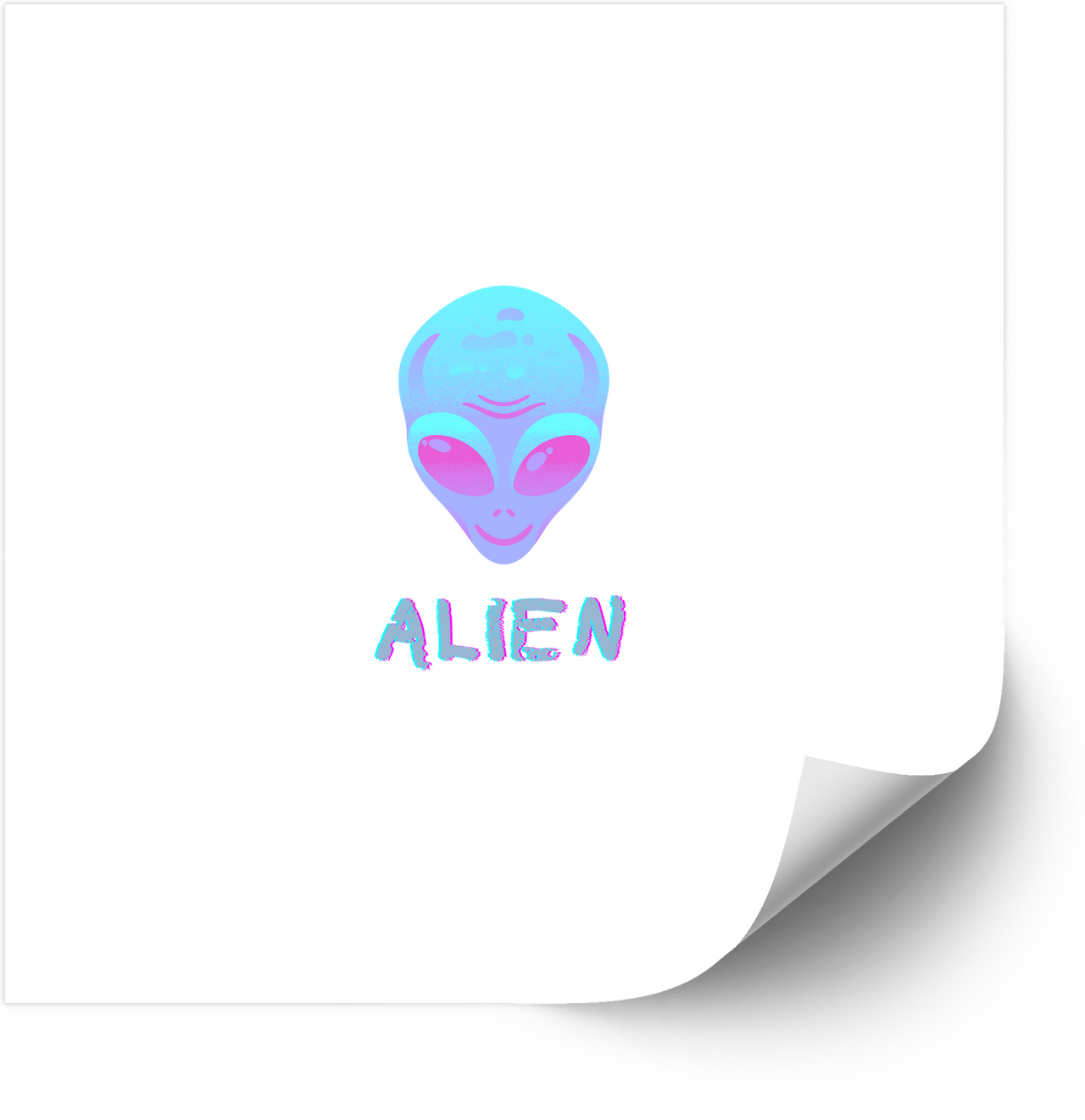 Cute Alien Head Y2K Aesthetic Sticker | Pink Blue Holographic Vinyl Decal
