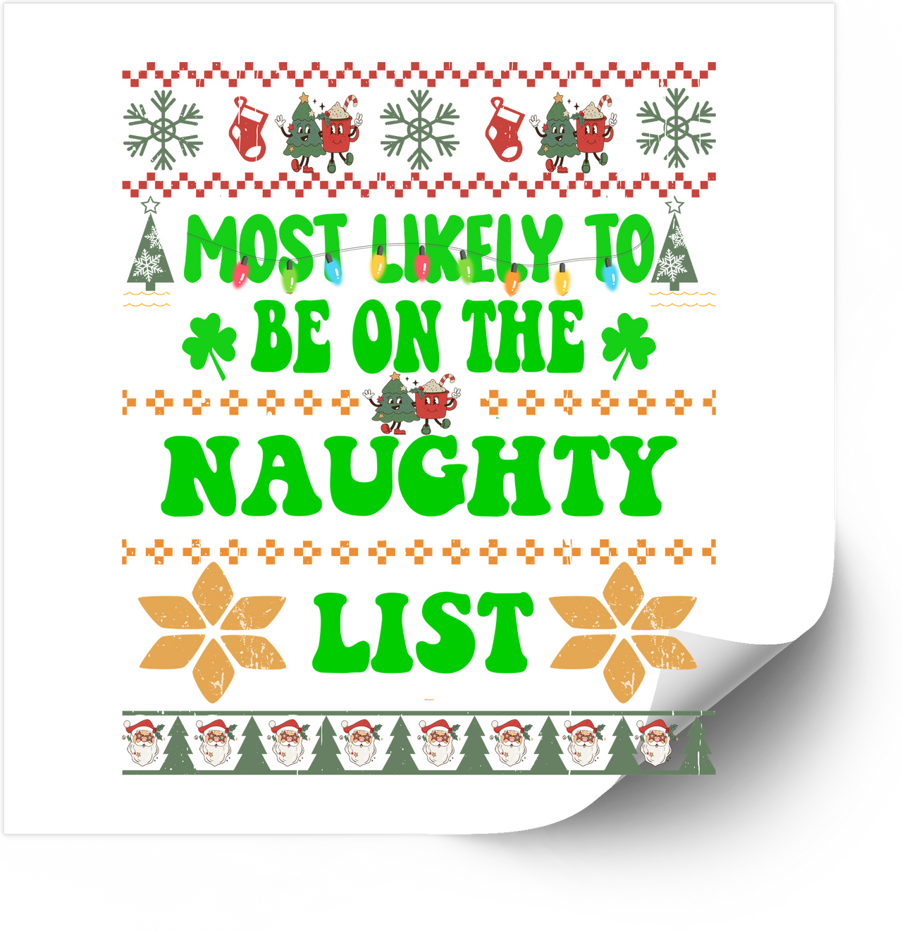 Most Likely To Be On The Naughty List Sticker | Funny Christmas Sweater Vinyl Decal