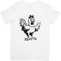 Thumbnail for Cheerful Cartoon Rooster T-Shirt | Black & White Chicken Graphic Tee | Farm Lover Gift