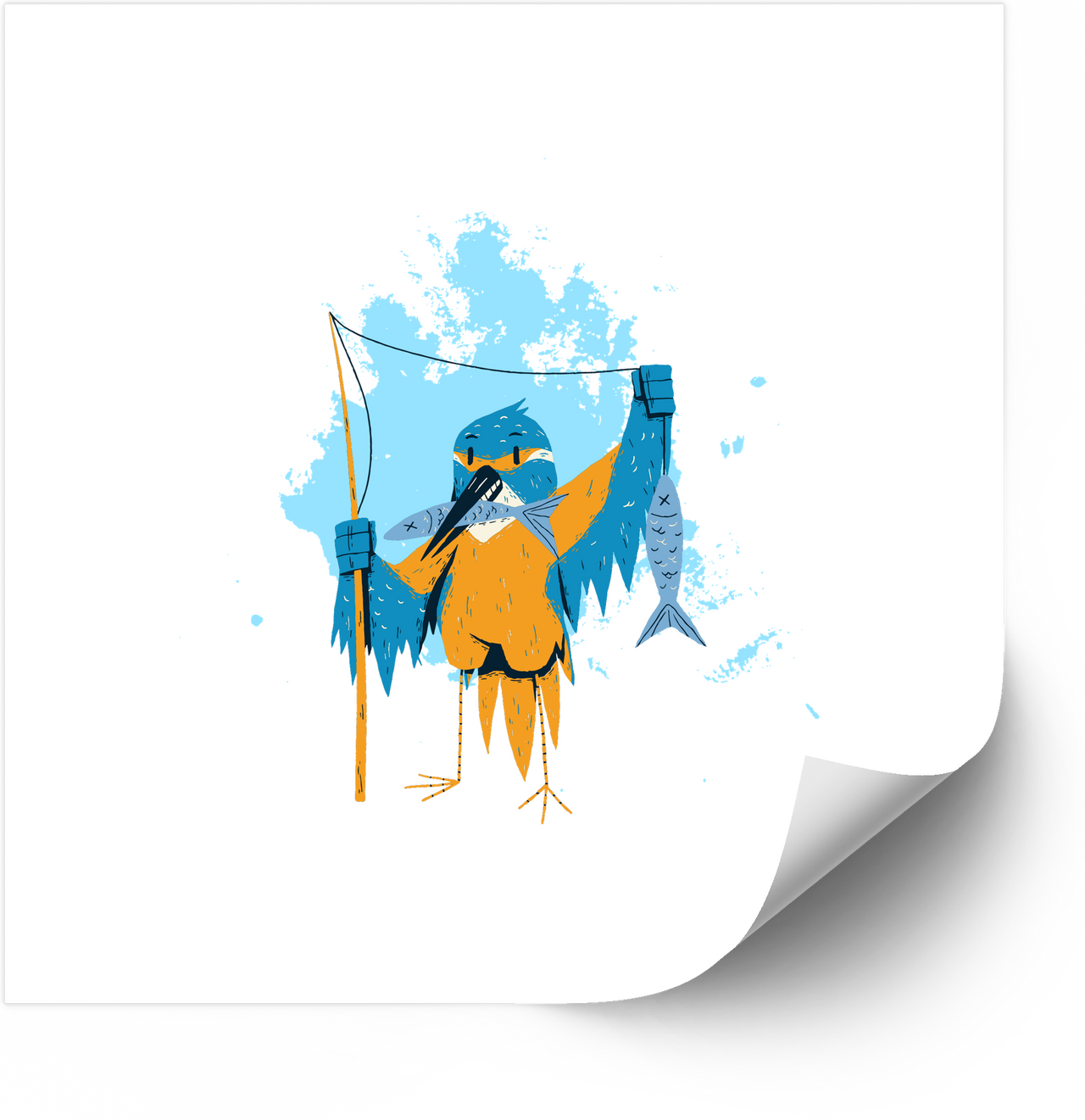Kingfisher Bird Fishing Sticker | Bold Patriotic Vintage Outdoors Vinyl Decal | American Nature Pride