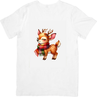 Thumbnail for Cute Christmas Deer T-Shirt | Watercolor Fawn with Scarf Graphic Tee | Holiday Gift