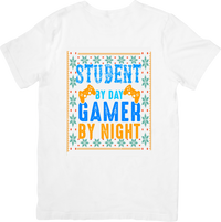Thumbnail for Student By Day Gamer By Night T-Shirt | Bold Patriotic Gaming Graphic Tee | Gamer Gift