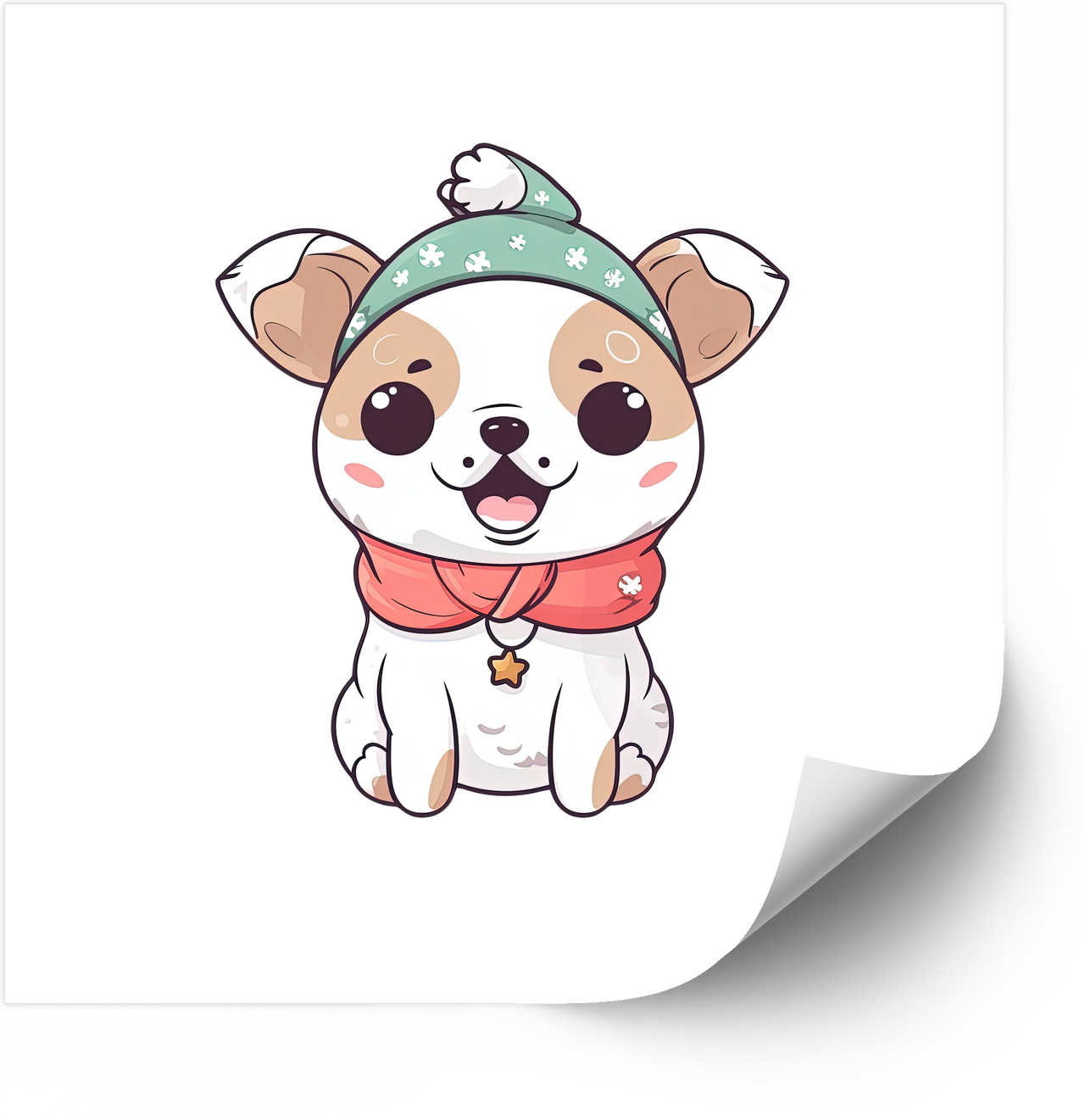 Winter Puppy Sticker | Bold Patriotic Kawaii Beanie Dog Vinyl Decal | American Dog Pride Decal