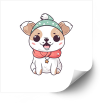 Thumbnail for Winter Puppy Sticker | Bold Patriotic Kawaii Beanie Dog Vinyl Decal | American Dog Pride Decal