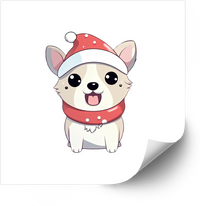 Thumbnail for Christmas Corgi Puppy Sticker | Bold Patriotic Kawaii Holiday Dog Vinyl Decal | American Dog Christmas