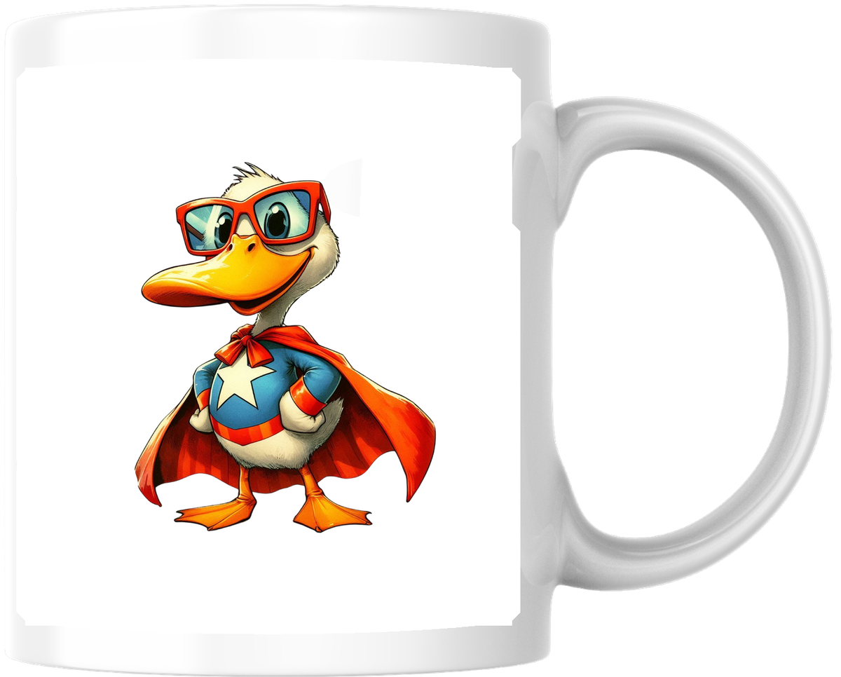 Patriotic Superhero Duck Mug | Cute American Hero Coffee Mug | Funny 4th Of July Gift