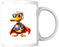 Thumbnail for Patriotic Superhero Duck Mug | Cute American Hero Coffee Mug | Funny 4th Of July Gift