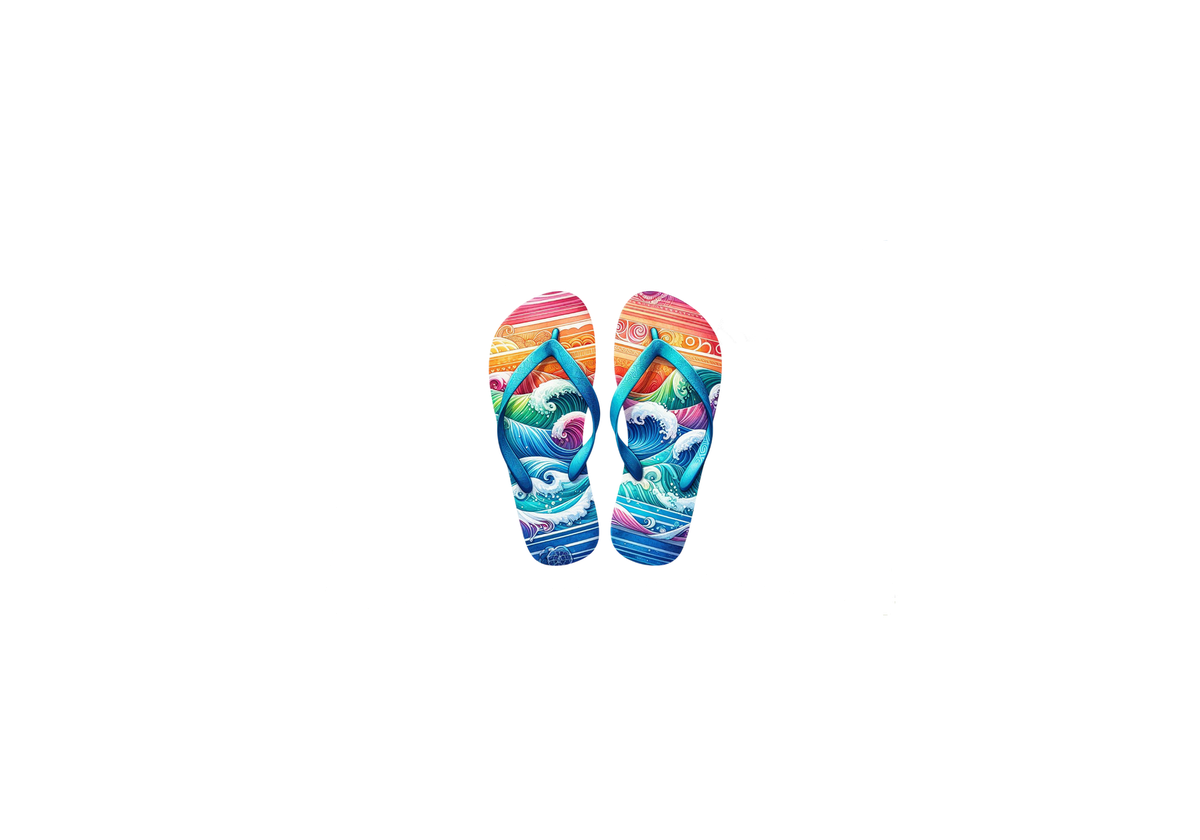 Ocean Wave Flip Flops Throw Pillow | Colorful Beach Sandals Decorative Pillow | Summer Gift