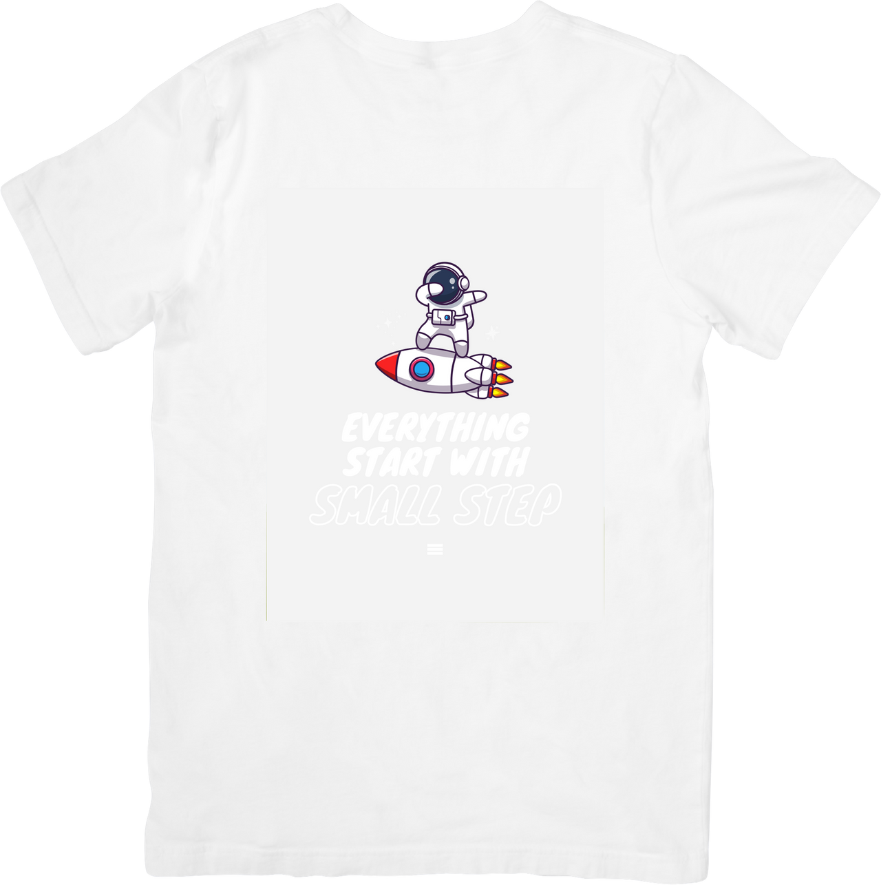 Everything Starts With A Small Step Astronaut T-Shirt | Motivational Rocket Graphic Tee