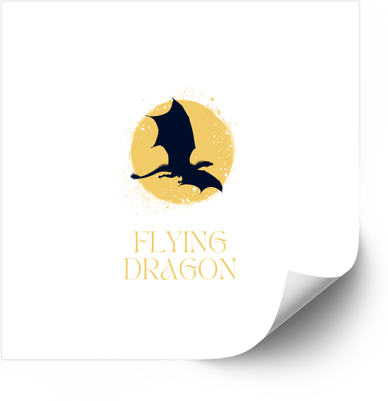 Flying Dragon Golden Moon Sticker | Fantasy Silhouette Vinyl Decal