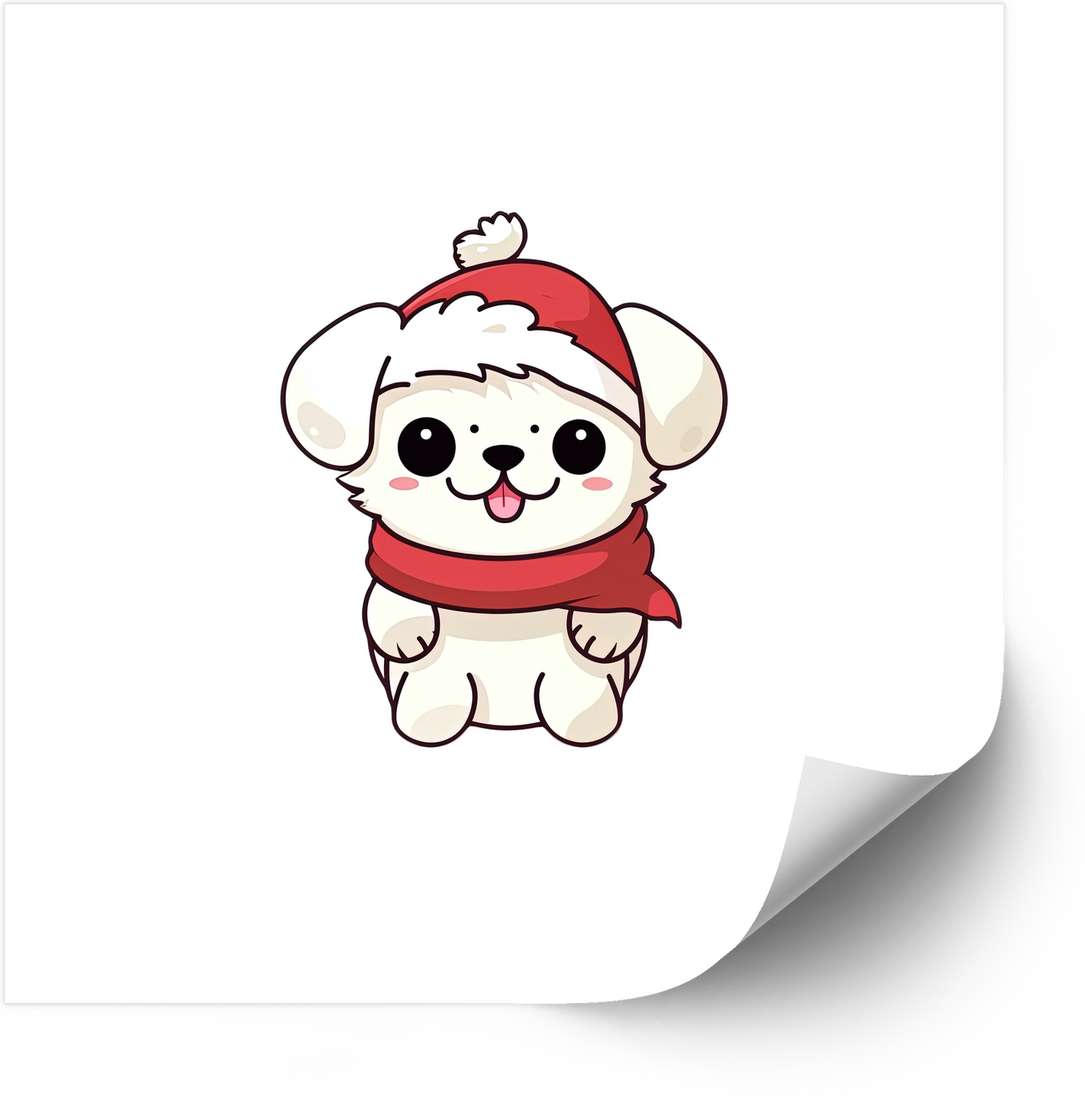 Christmas Puppy Sticker | Bold Patriotic Kawaii Holiday Dog Vinyl Decal | American Dog Christmas