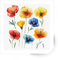 Thumbnail for Watercolor Poppy Flowers Sticker | Colorful Wildflower Vinyl Decal | Floral Nature Gift