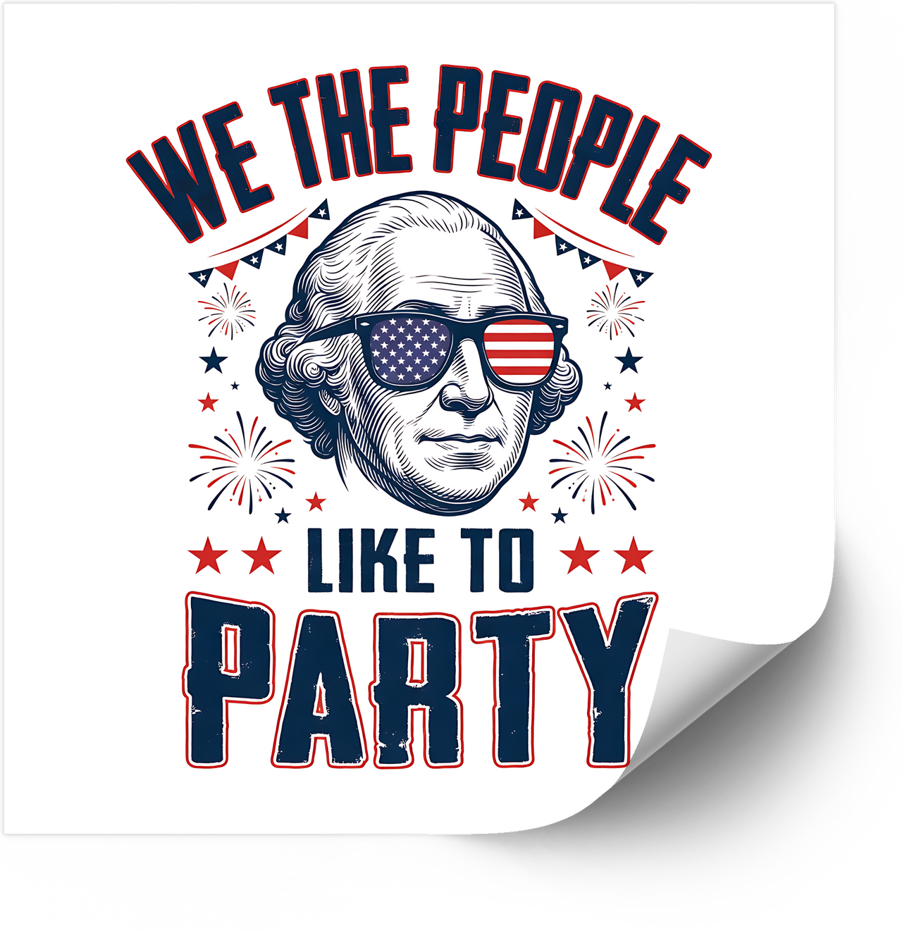 American Patriots Party Sticker | Funny George Washington Sunglasses 4th Of July Decal