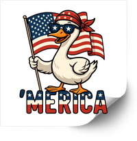 Thumbnail for 'Merica Patriotic Goose Sticker | Funny American Flag Goose Vinyl Decal