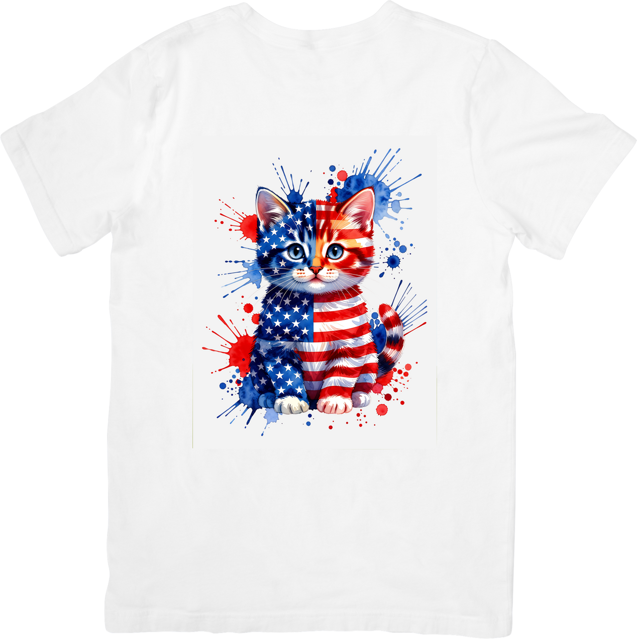 Blessed In America Cat T-Shirt | Faith-Inspired Patriotic Kitten Graphic Tee | USA Christian Gift