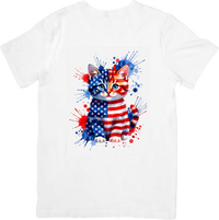 Thumbnail for Blessed In America Cat T-Shirt | Faith-Inspired Patriotic Kitten Graphic Tee | USA Christian Gift