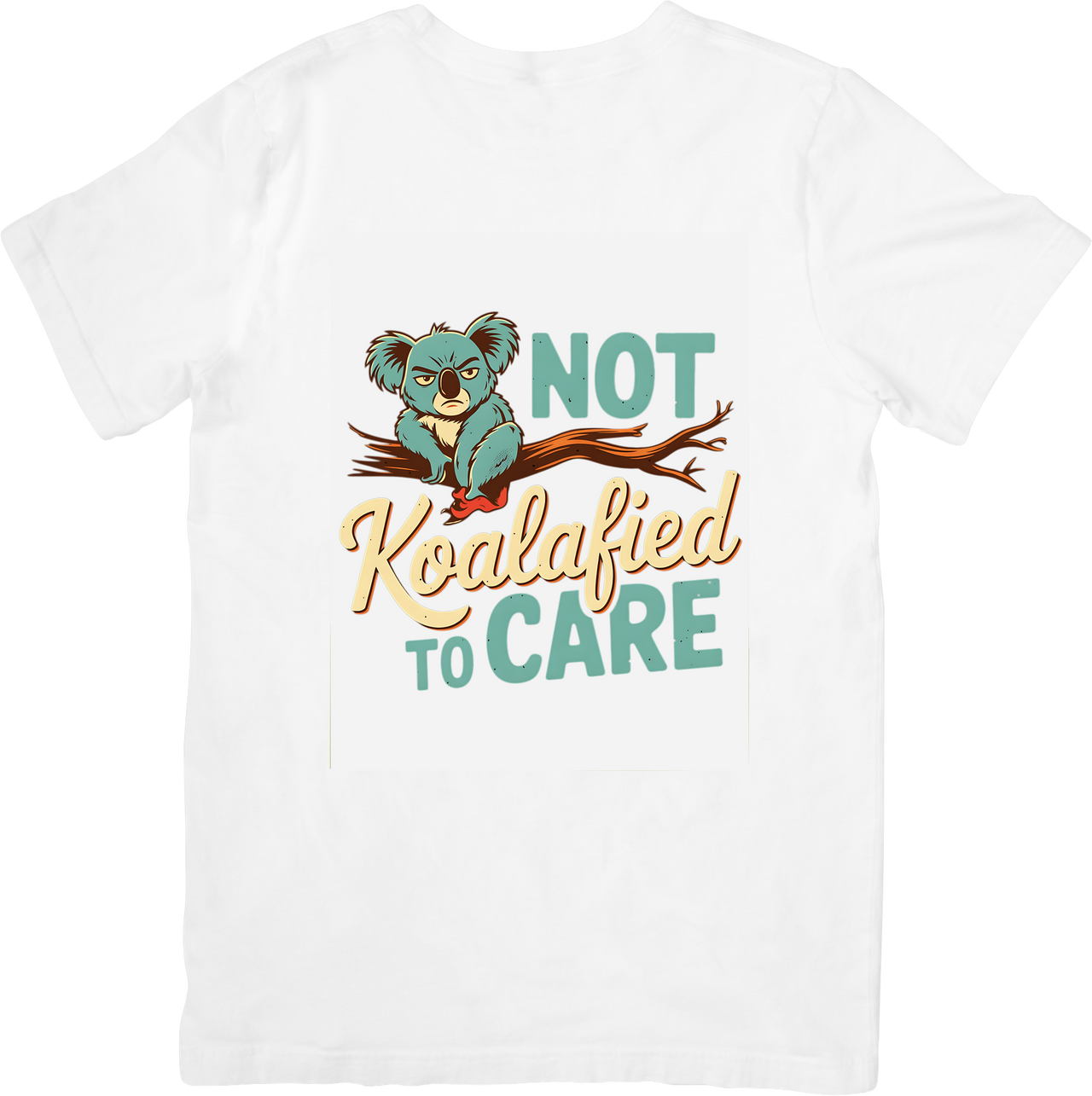Not Koalafied To Care T-Shirt | Bold Patriotic Retro Funny Animal Graphic Tee | Humor Lover Gift