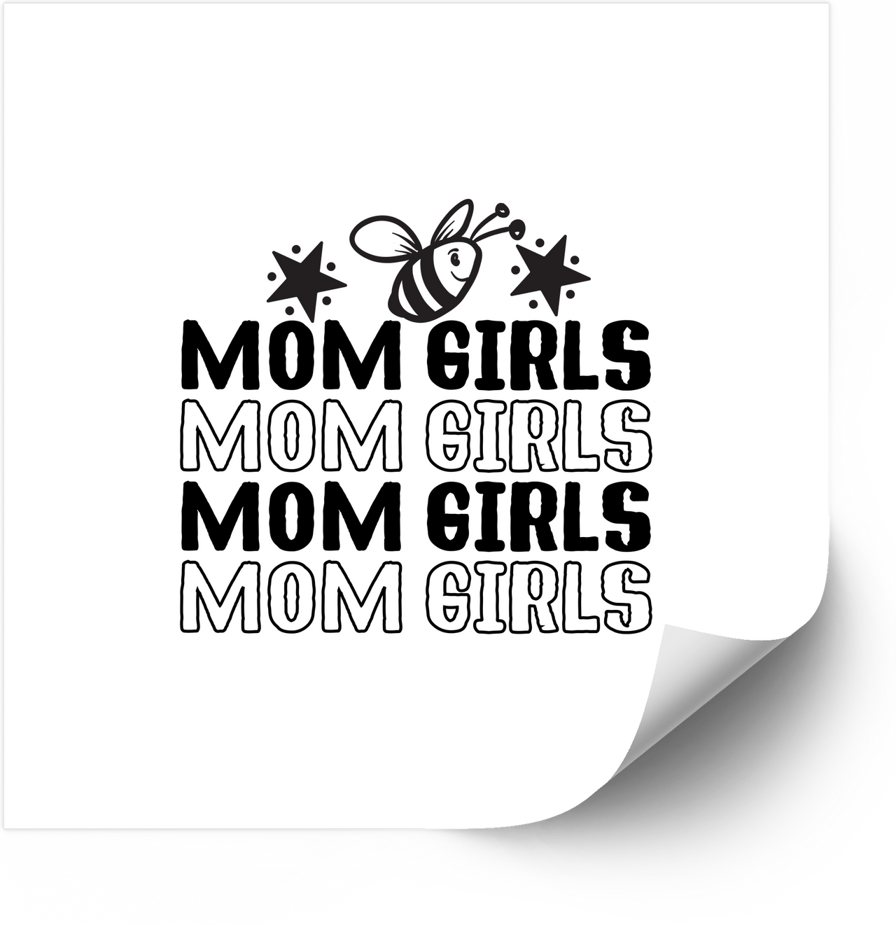 Mom Girls Bee Sticker | Cute Stars Repeating Mom Vinyl Decal