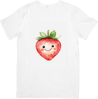 Thumbnail for Cute Smiling Strawberry T-Shirt | Kawaii Watercolor Fruit Graphic Tee | Adorable Kids Gift