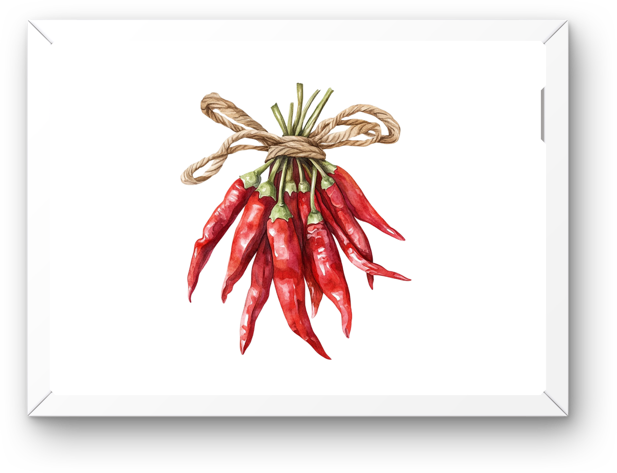 Red Chili Peppers Wall Art | Watercolor Bundle Kitchen Print | Spicy Cooking Decor Gift
