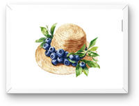 Thumbnail for Blueberry Straw Hat Wall Art | Watercolor Summer Bonnet Print | Farmhouse Kitchen Gift