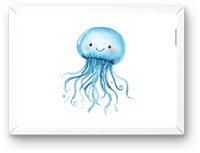 Thumbnail for Cute Blue Jellyfish Wall Art | Watercolor Smiling Sea Creature Print | Kids Room Nursery Gift