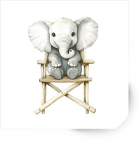 Thumbnail for Baby Elephant in Director Chair Sticker | Cute Watercolor Nursery Vinyl Decal | Kids Gift
