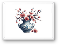 Thumbnail for Cherry Blossom Porcelain Vase Wall Art | Watercolor Asian Floral Print | Elegant Home Gift